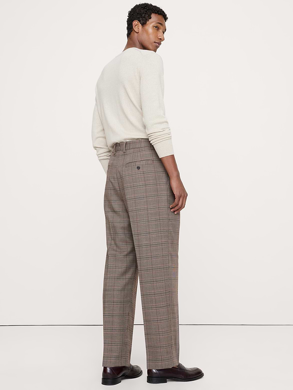 Loose Italian Wool Pleated Suit Pant
