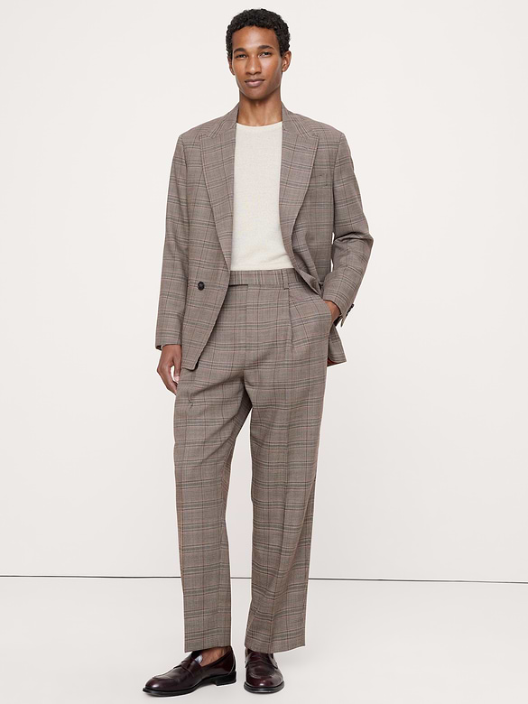 Loose Italian Wool Pleated Suit Pant