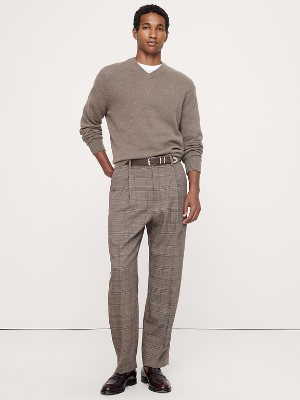 Loose Italian Wool Pleated Suit Pant