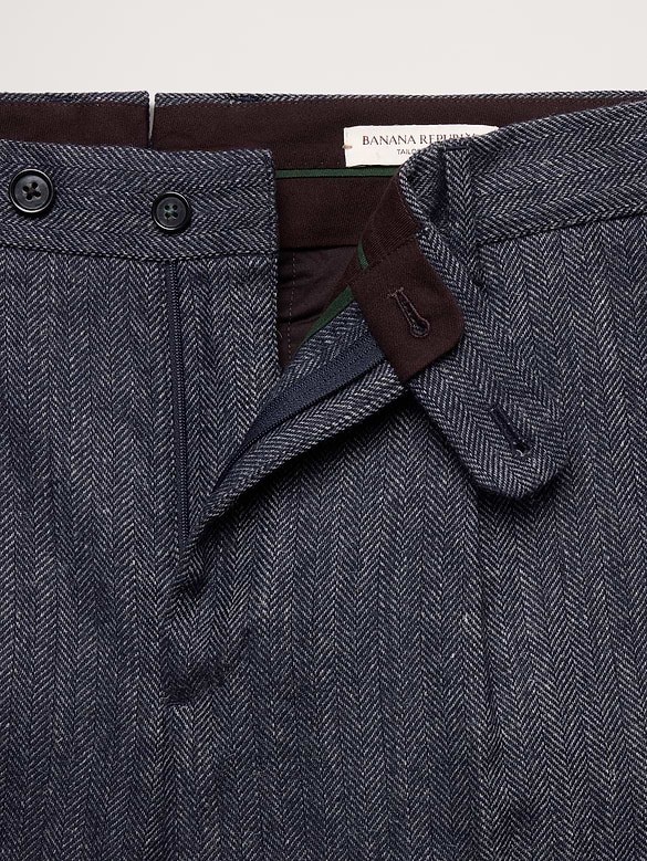 Tailored Slim Italian Herringbone Suit Pant