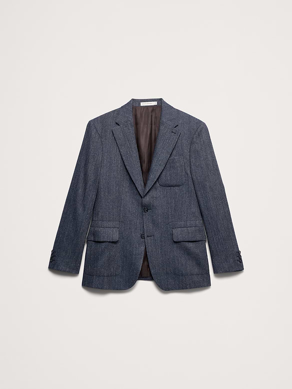 Tailored Slim Italian Herringbone Suit Jacket