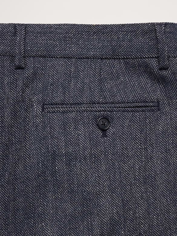 Tailored Slim Italian Herringbone Suit Pant