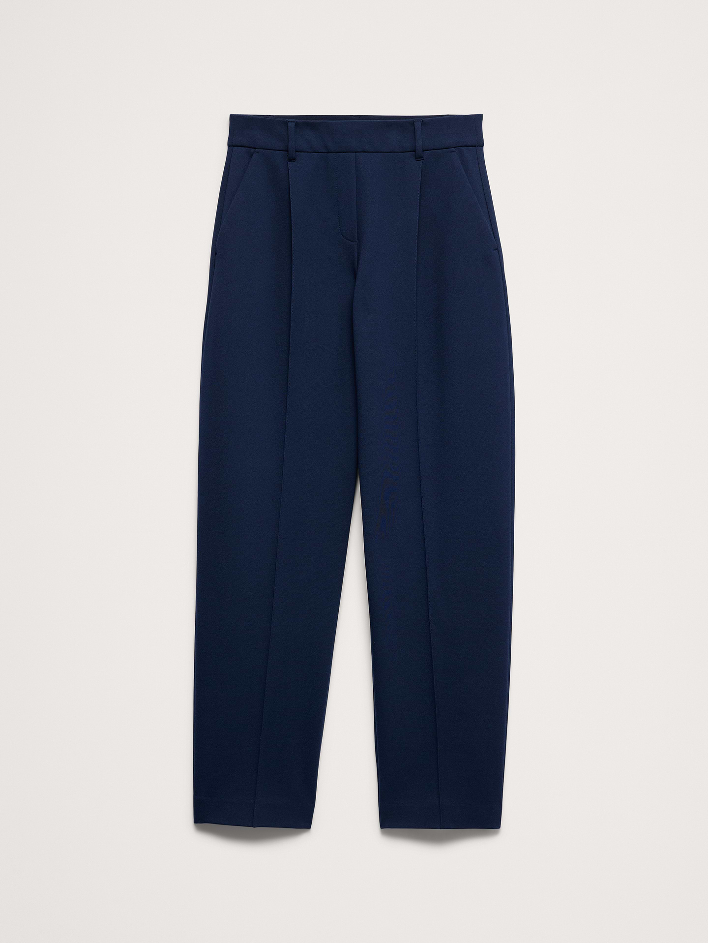 L'image numéro 5 présente Pantalon à taille haute extensible, jambe fuselée, en tricot point de Rome fluide