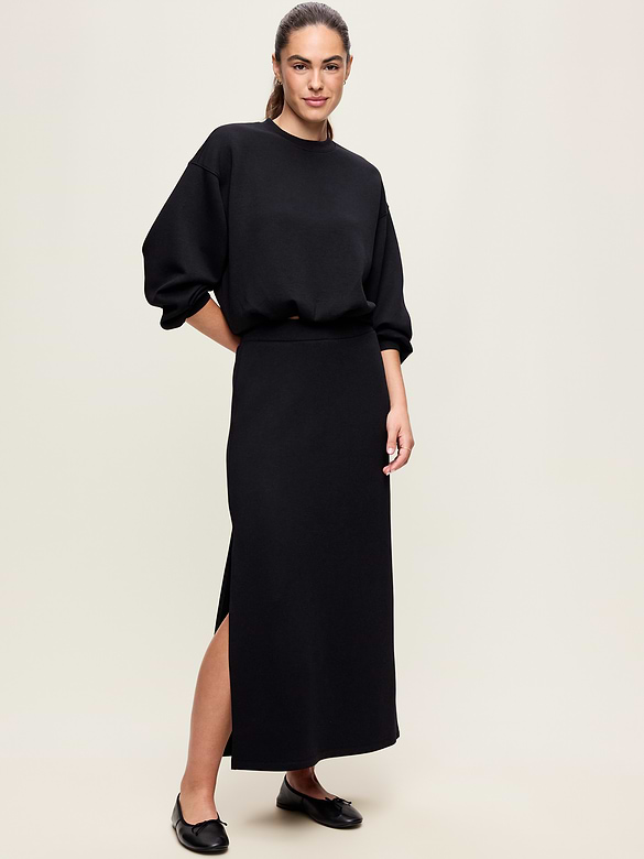 High-Waisted Bounce Fleece Maxi Skirt