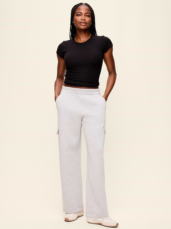 High-Waisted Bounce Fleece Wide-Leg Cargo Sweatpants