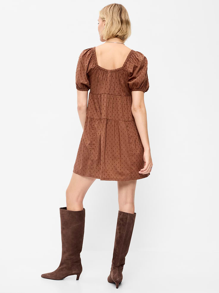 Image number 2 showing, Puff-Sleeve Swing Mini Dress