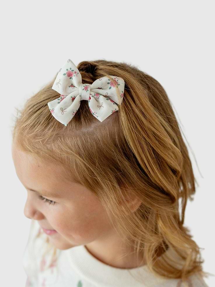 Image number 2 showing, Sweet Wink Coquette Rose Tulle Bow Clip Set