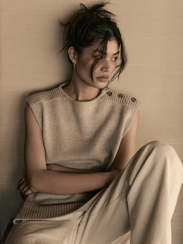 Wool-Cashmere Side-Snap Sweater Vest