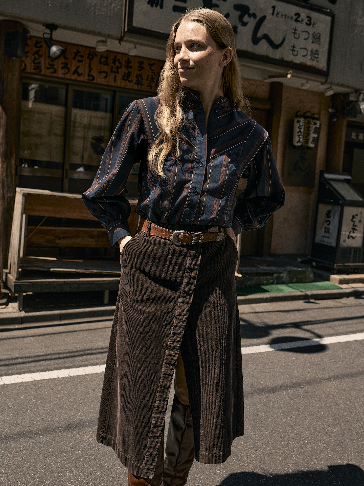 Image number 4 showing, Corduroy Asymmetrical-Slit Midi Skirt