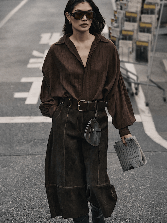 High-Rise Suede Culotte