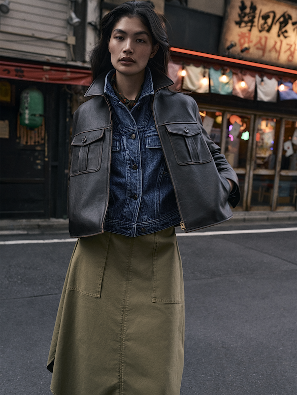 Jupe mi-longue utilitaire en toile de coton