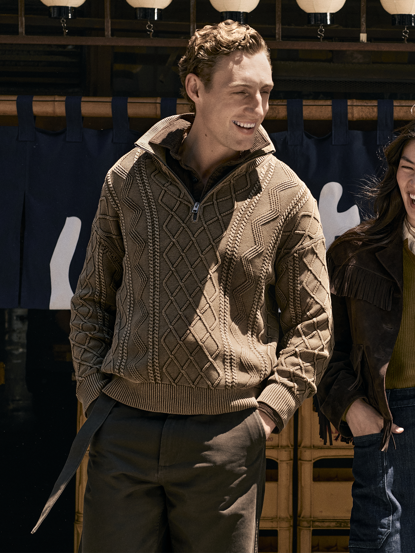 Image number 5 showing, Cotton Cable-Knit Quarter-Zip Sweater