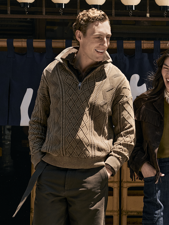 Cotton Cable-Knit Quarter-Zip Sweater