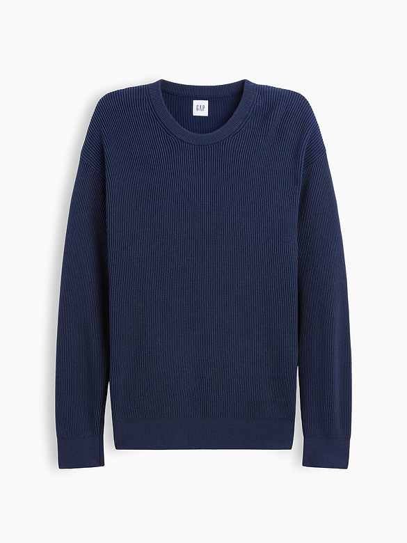 Relaxed Fisherman Stitch Crewneck Sweater