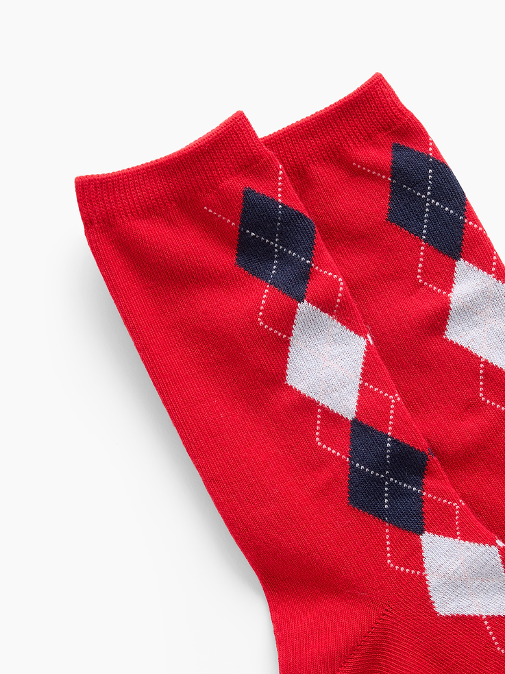 Image 2 of 2, Argyle Crew Socks