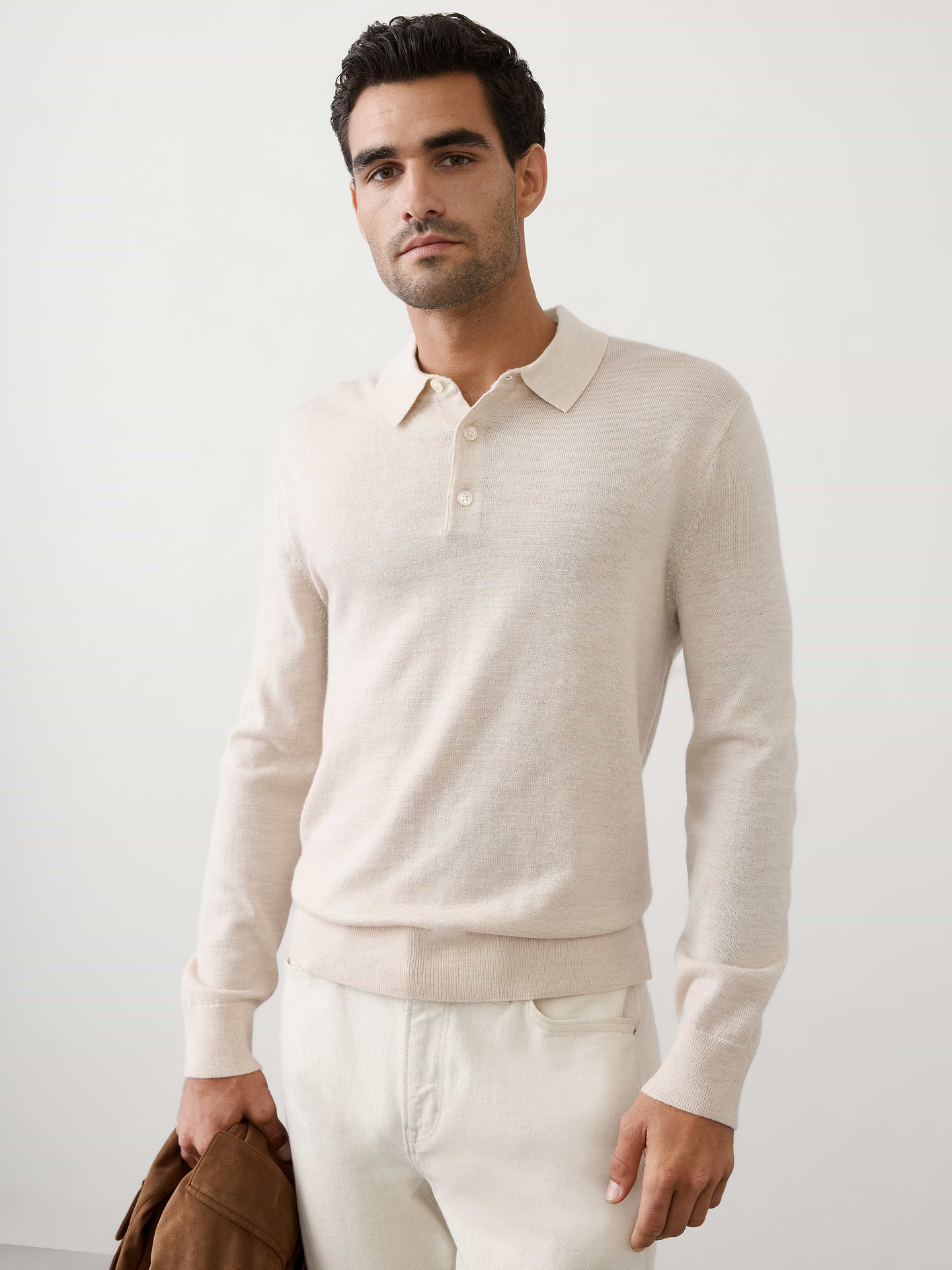 Image number 1 showing, Merino Wool Polo Sweater