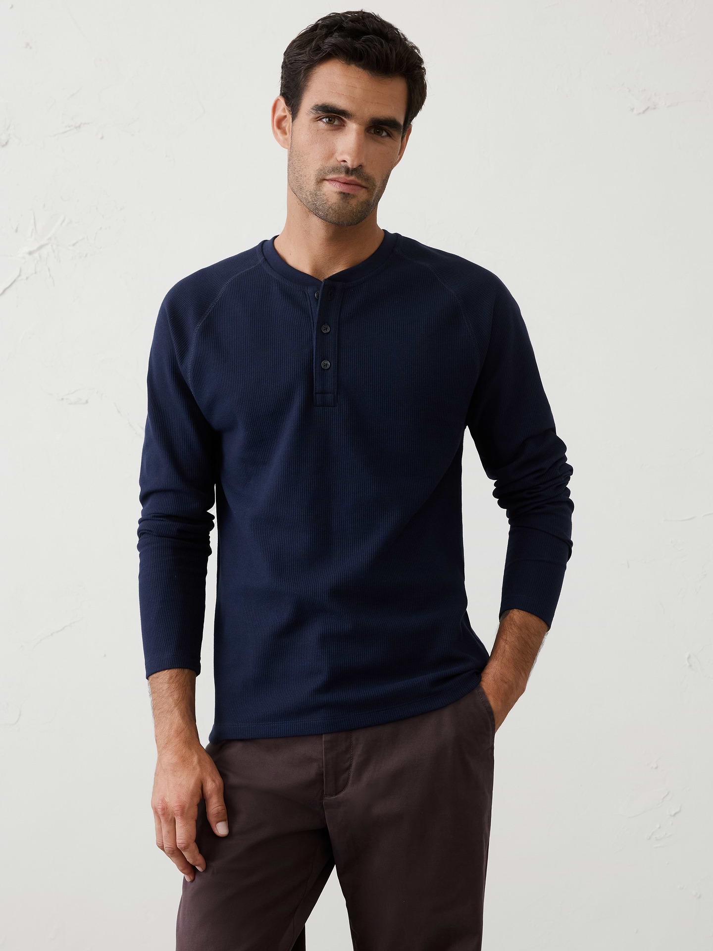 Image number 1 showing, Waffle Henley