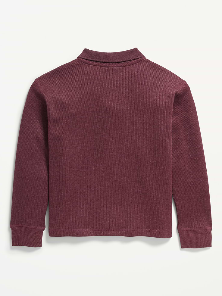 Image 3 of 3, Collared Ribbed Quarter-Zip Sweater for Boys