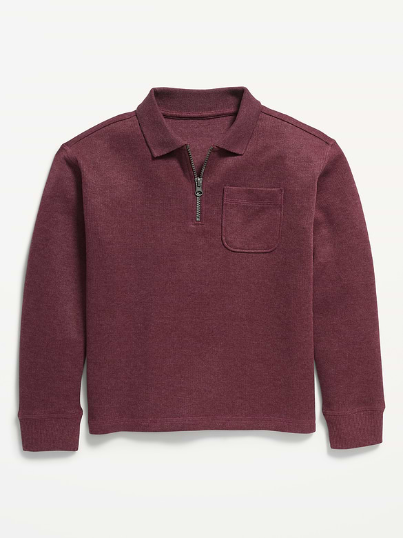 Collared Ribbed Quarter-Zip Sweater for Boys