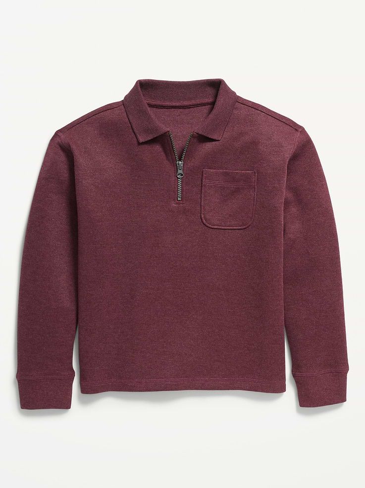 Image 1 of 3, pointed collar, quarter-zip, long sleeves, drop shoulders, pocket at chest, Product #1182736