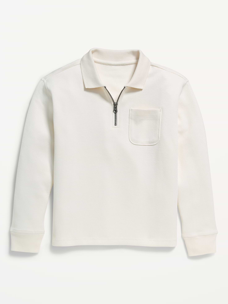 Image 2 of 3, Collared Ribbed Quarter-Zip Sweater for Boys
