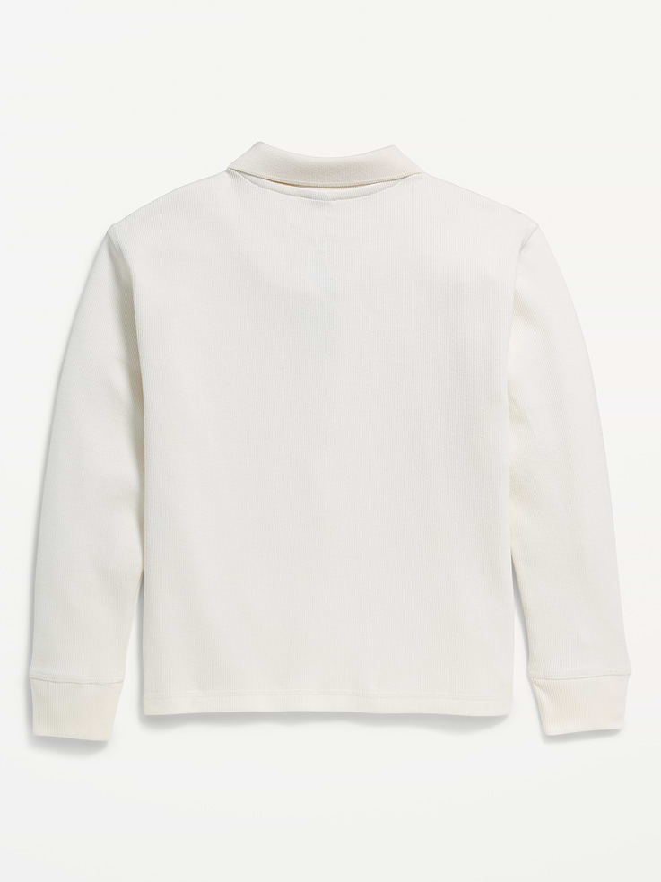 Image 3 of 3, Collared Ribbed Quarter-Zip Sweater for Boys