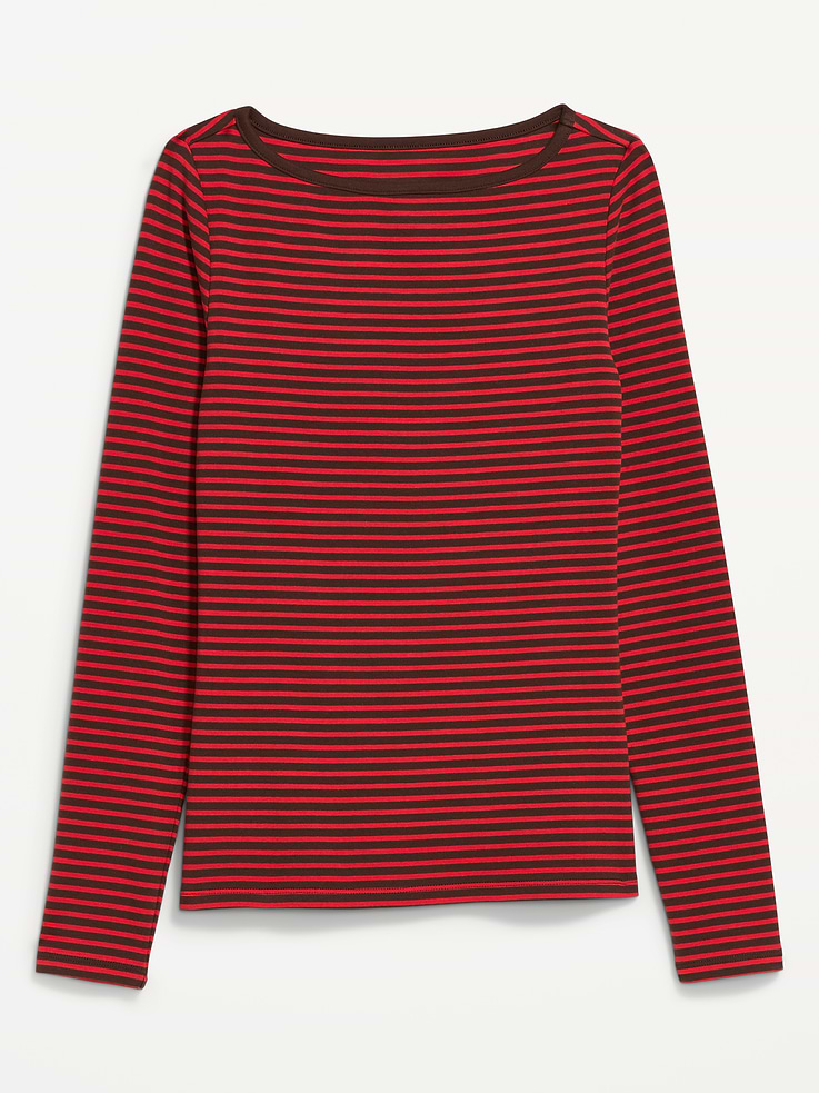 Image 4 of 8, Snug Long-Sleeve Boatneck T-Shirt