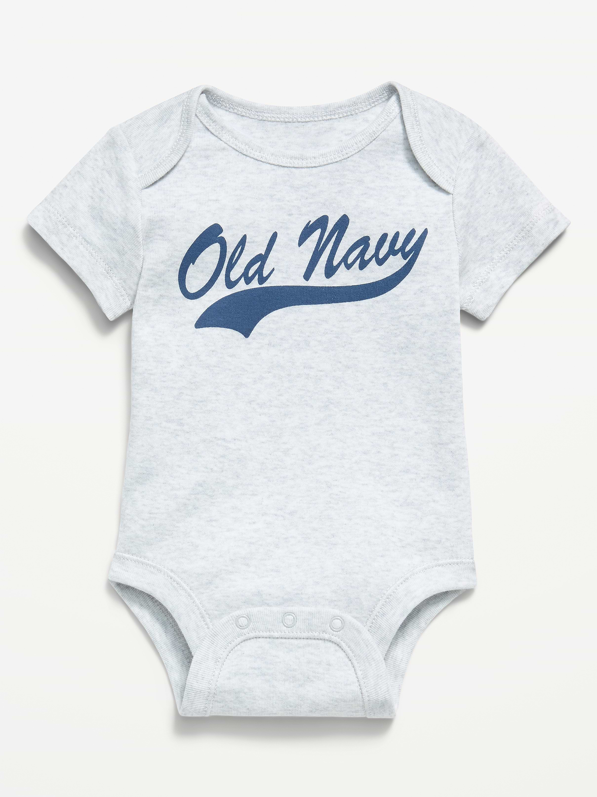 Image 1 of 1, envelope neckline, short sleeves, logo graphic at front, snaps along inseam, Product #1186699
