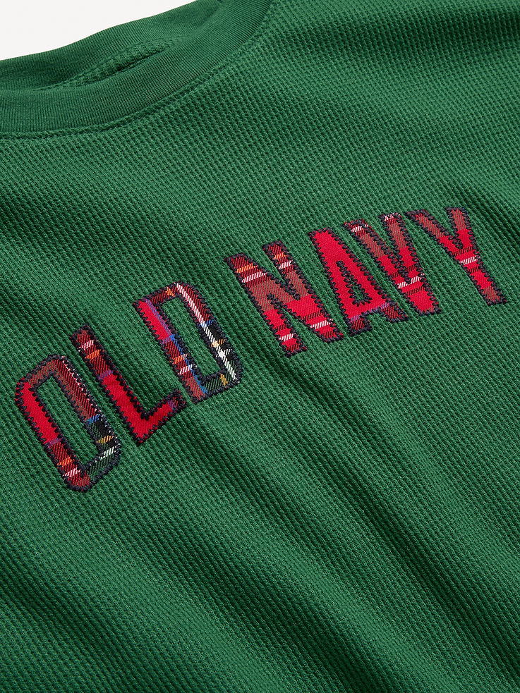 Image 3 of 7, Vintage Long-Sleeve Waffle Knit Crew-Neck T-Shirt