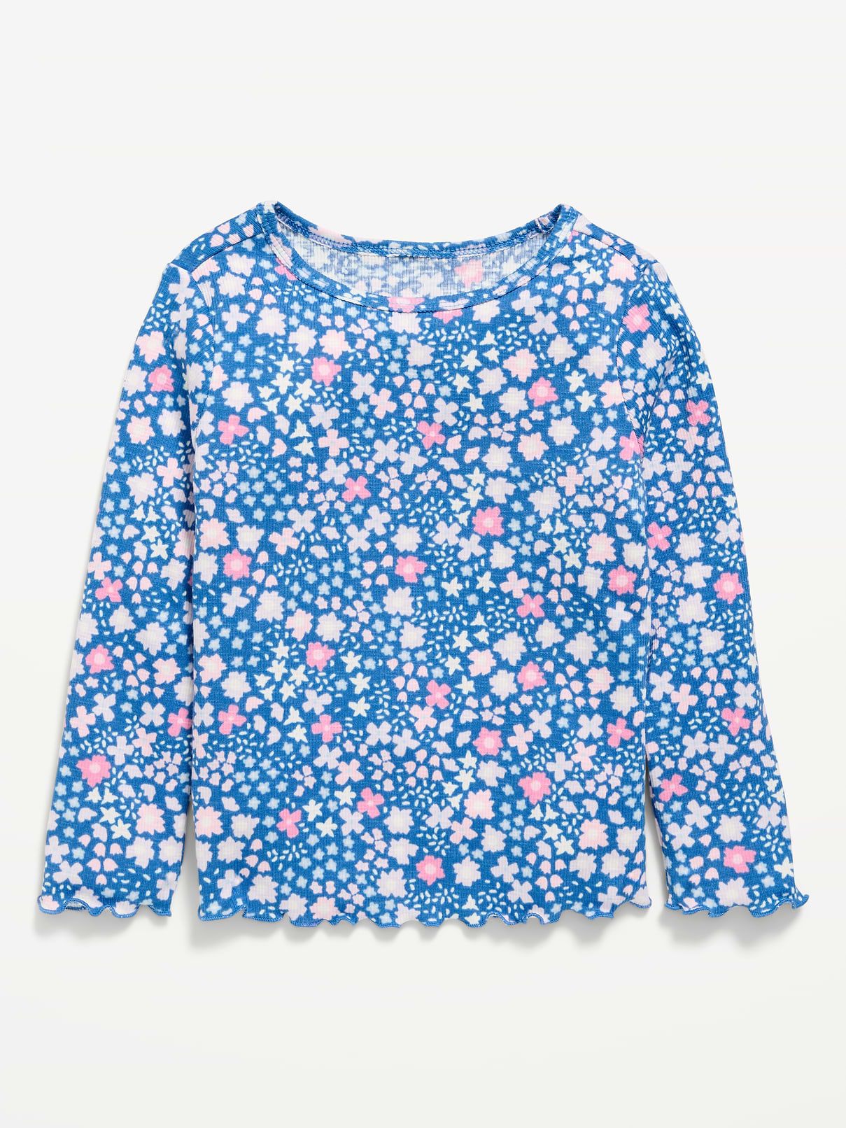 Image number 1 showing, Printed Fitted Long-Sleeve Ribbed T-Shirt for Toddler Girls