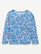 Image number 1 showing, Printed Fitted Long-Sleeve Ribbed T-Shirt for Toddler Girls