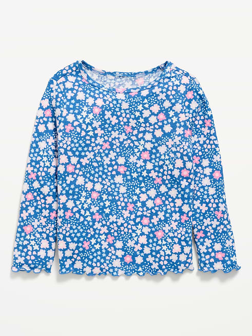 Printed Printed Fitted Long-Sleeve Ribbed T-Shirt for Toddler Girls on clearance at Old Navy — 40% off