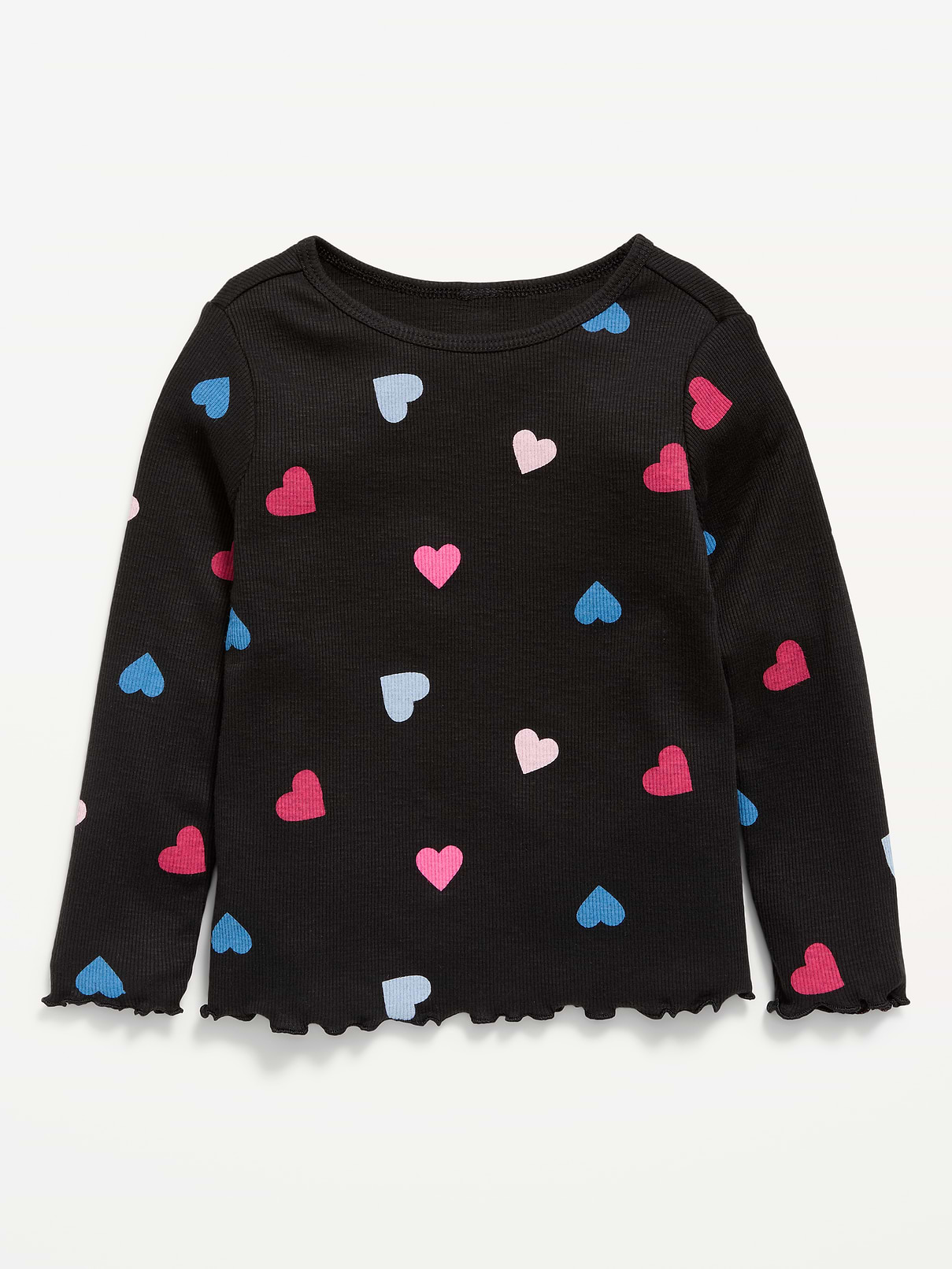 Image number 1 showing, Printed Fitted Long-Sleeve Ribbed T-Shirt for Toddler Girls