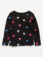 Image number 1 showing, Printed Fitted Long-Sleeve Ribbed T-Shirt for Toddler Girls
