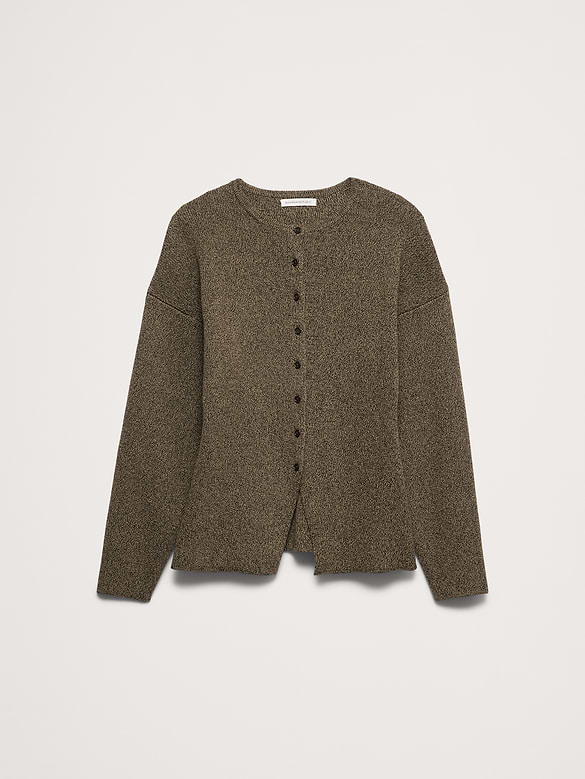 Larkspur Cotton-Silk Cutaway-Hem Cardigan