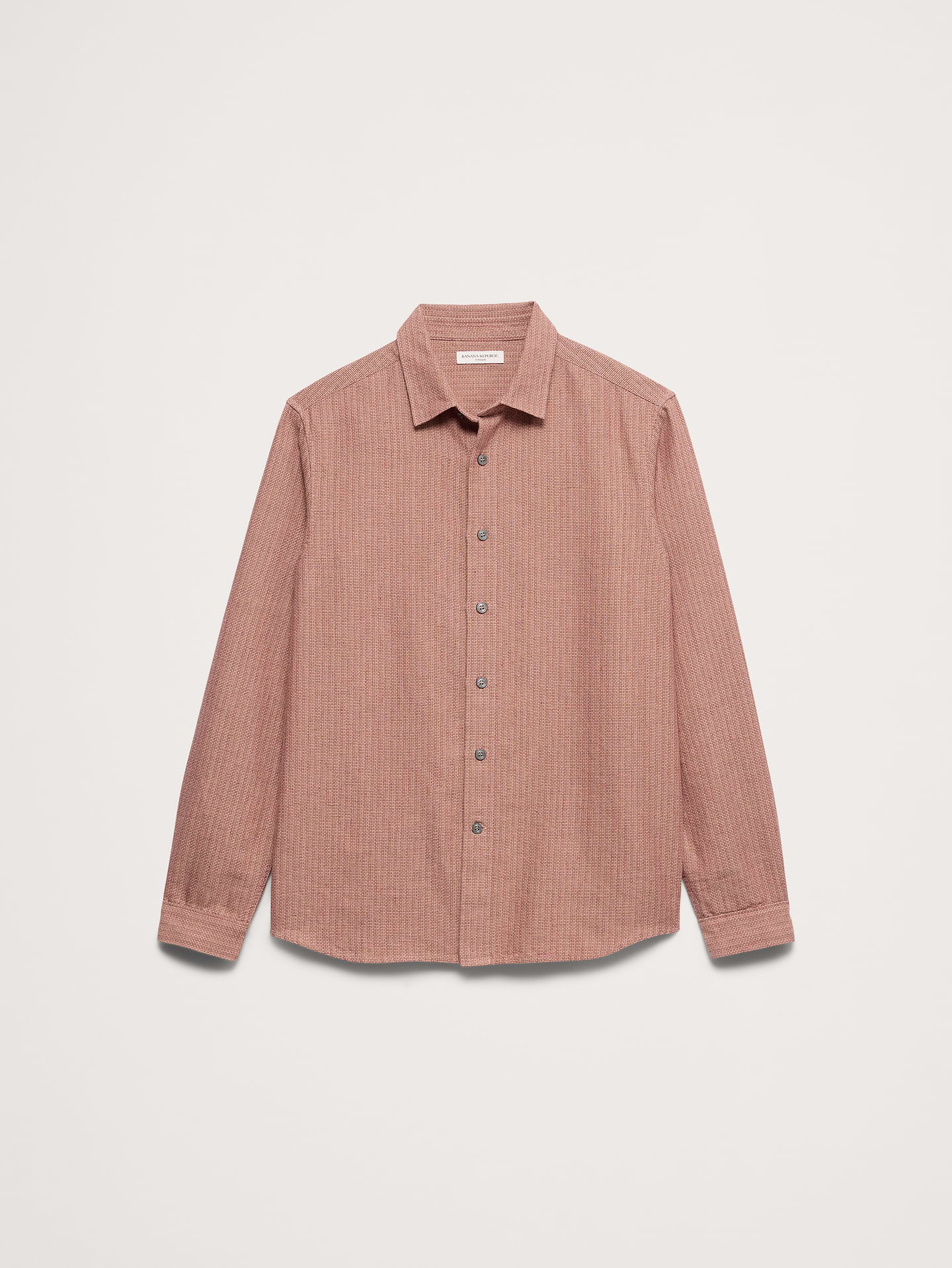 L'image numéro 3 présente Chemise de coupe standard en mélange de lin et coton texturé