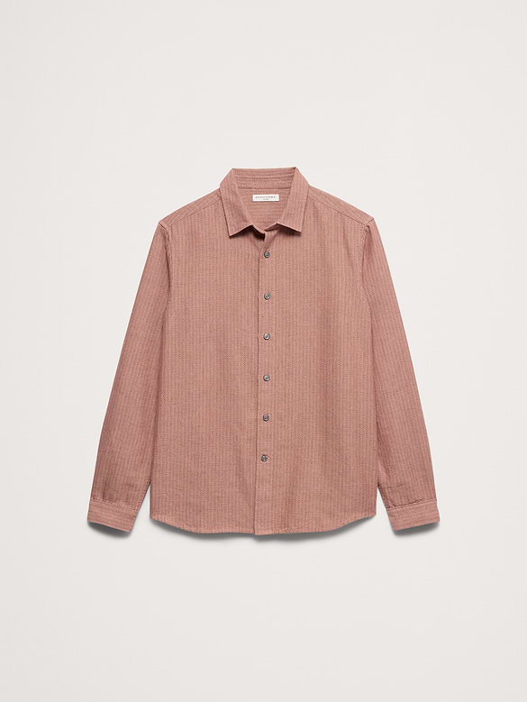 Chemise de coupe standard en mélange de lin et coton texturé