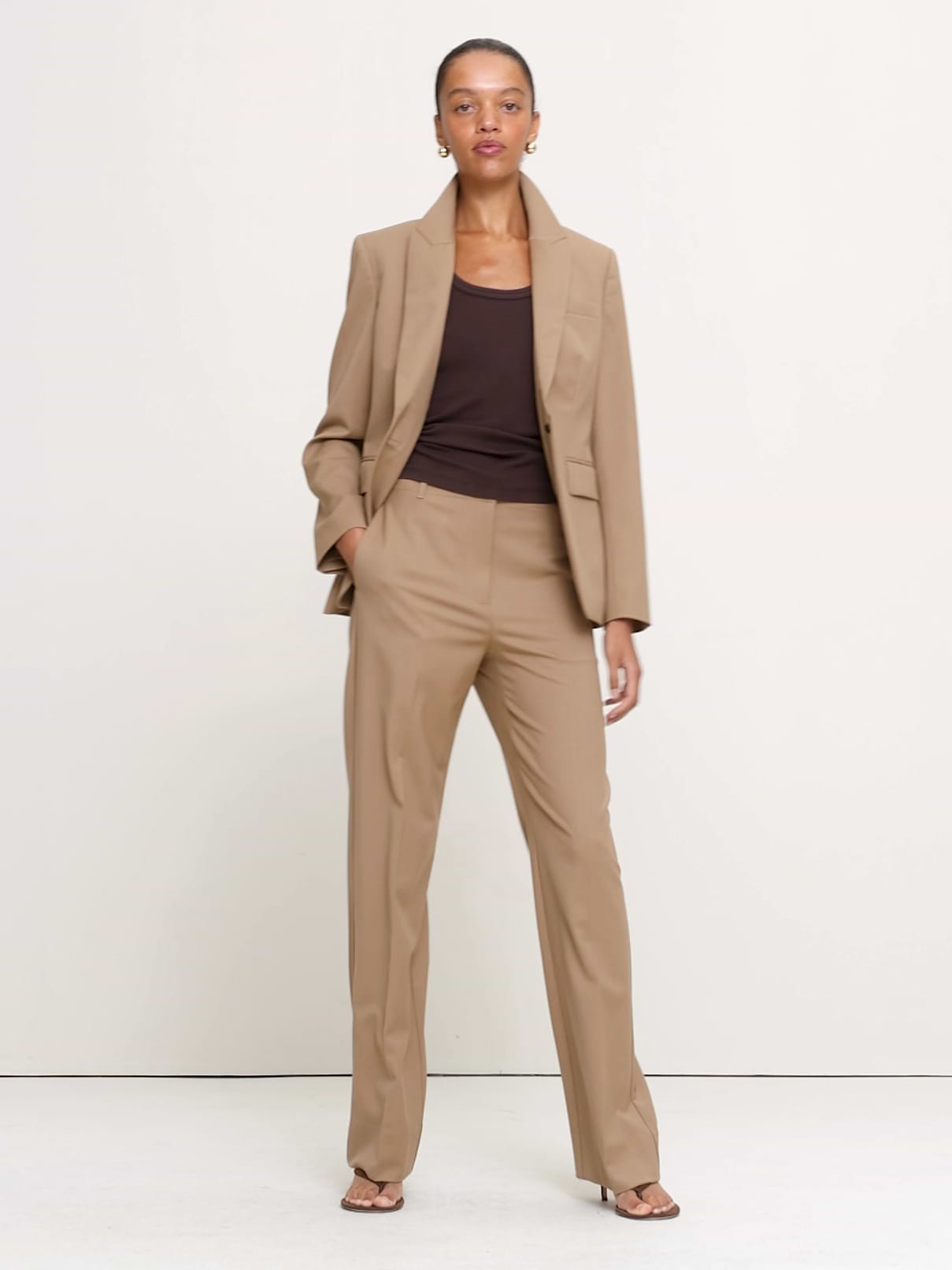 パンツ banana republic trousers made in italy Ultra High-Rise Modern Straight Italian Lightweight Wool Pant
