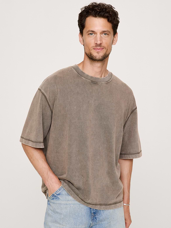 T-shirt droit en coton épais