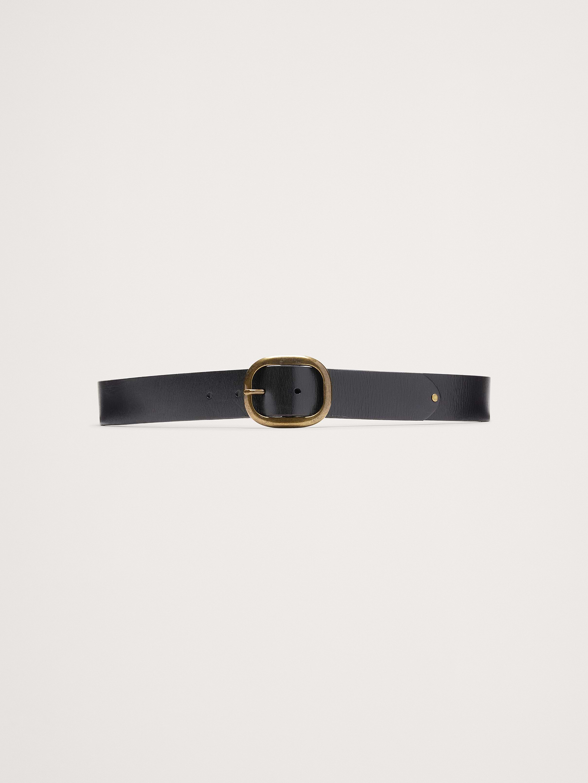 Leather Oval-Buckle Belt