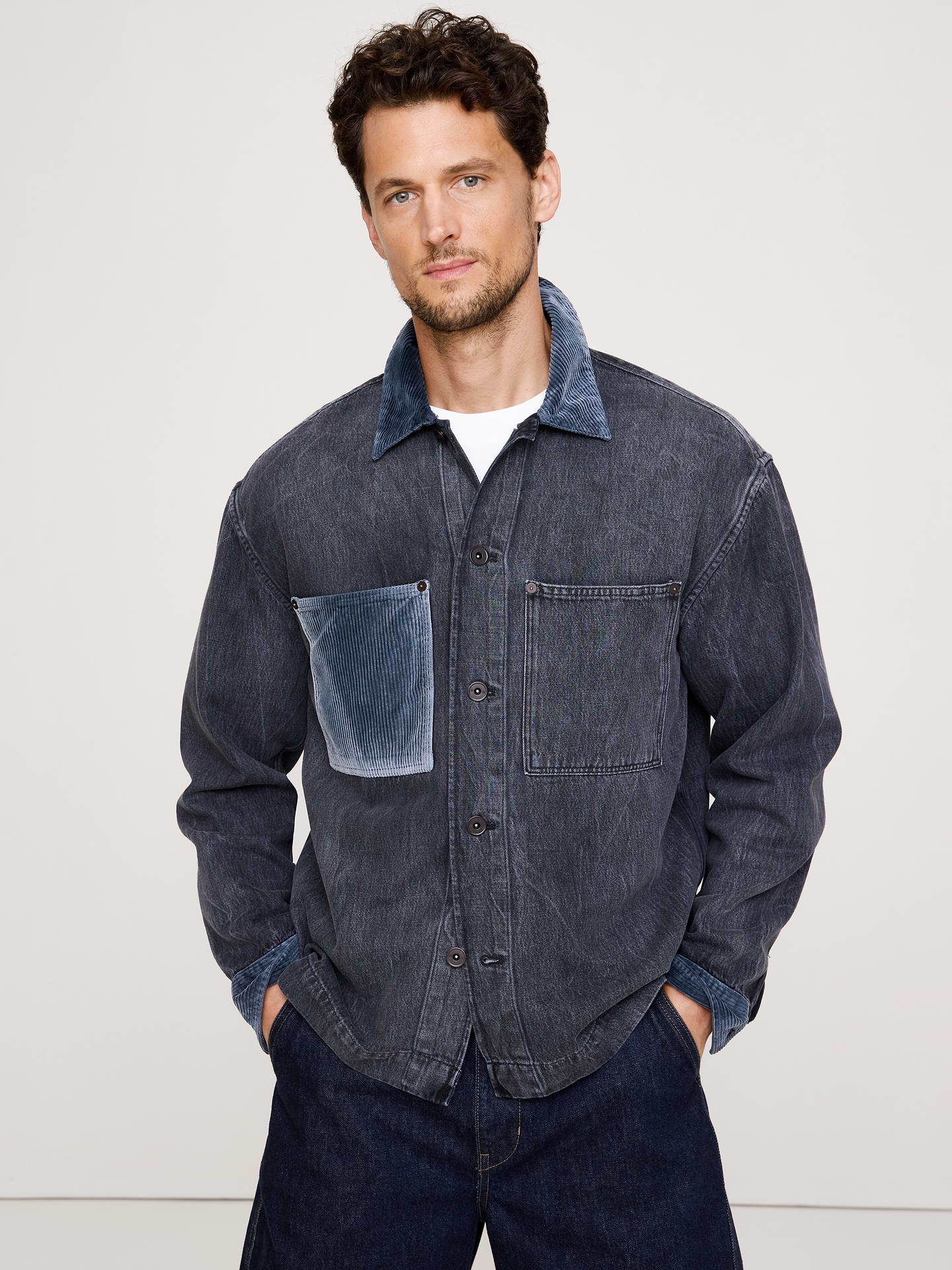 Image number 3 showing, Relaxed-Fit Italian Denim Overshirt