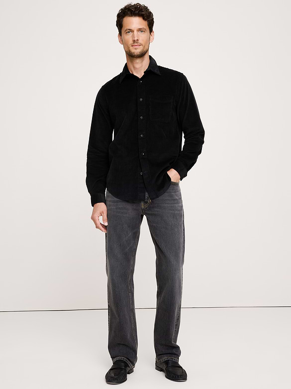 Chemise standard en velours côtelé léger