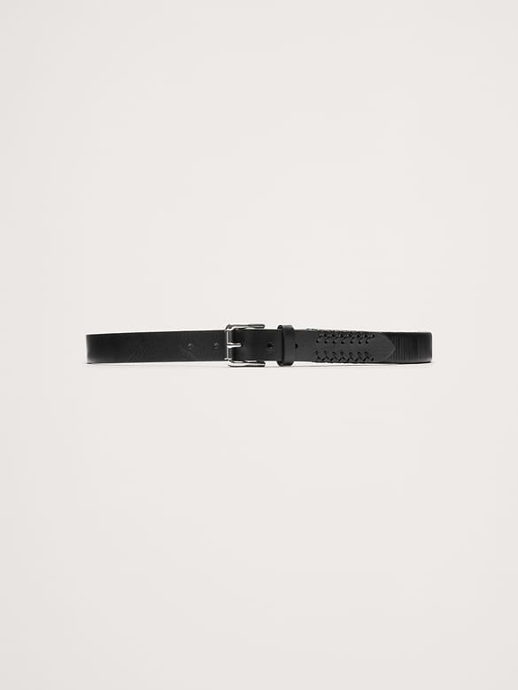 Ceinture fine en cuir à motif de dentelle