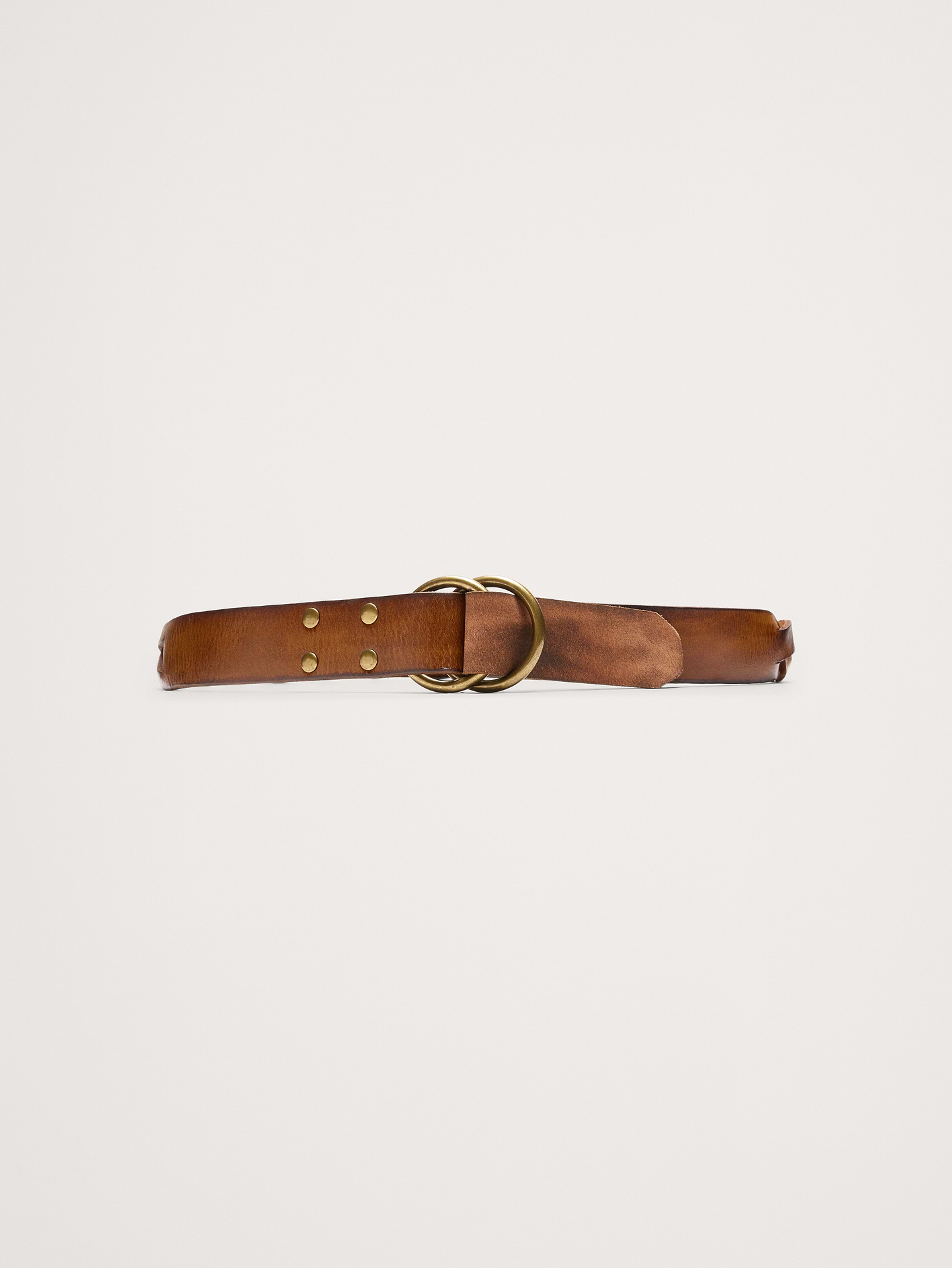 Image number 1 showing, Woven Leather Double-Ring Belt