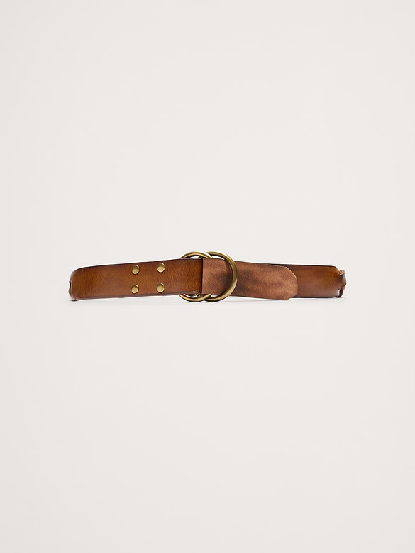 Ceinture en cuir tissé à anneau double