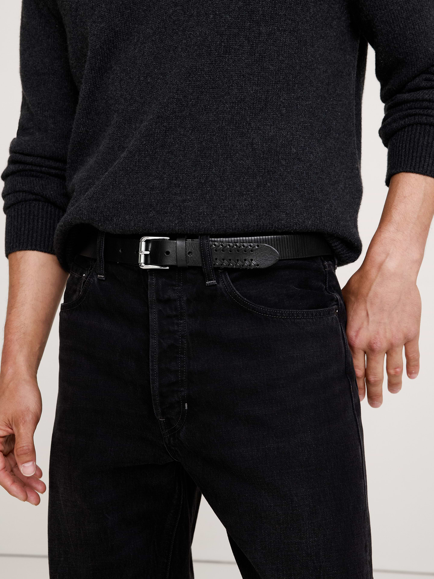 Image number 2 showing, Slim Laced Leather Belt