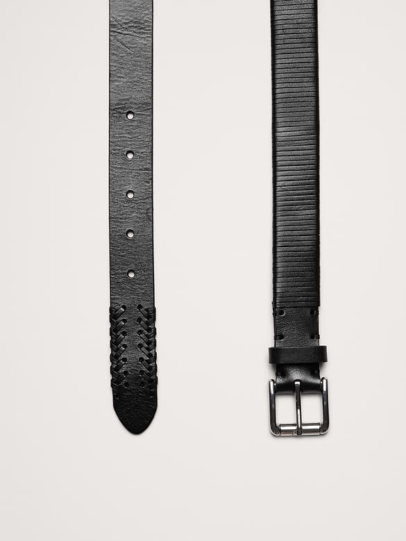 Ceinture fine en cuir à motif de dentelle