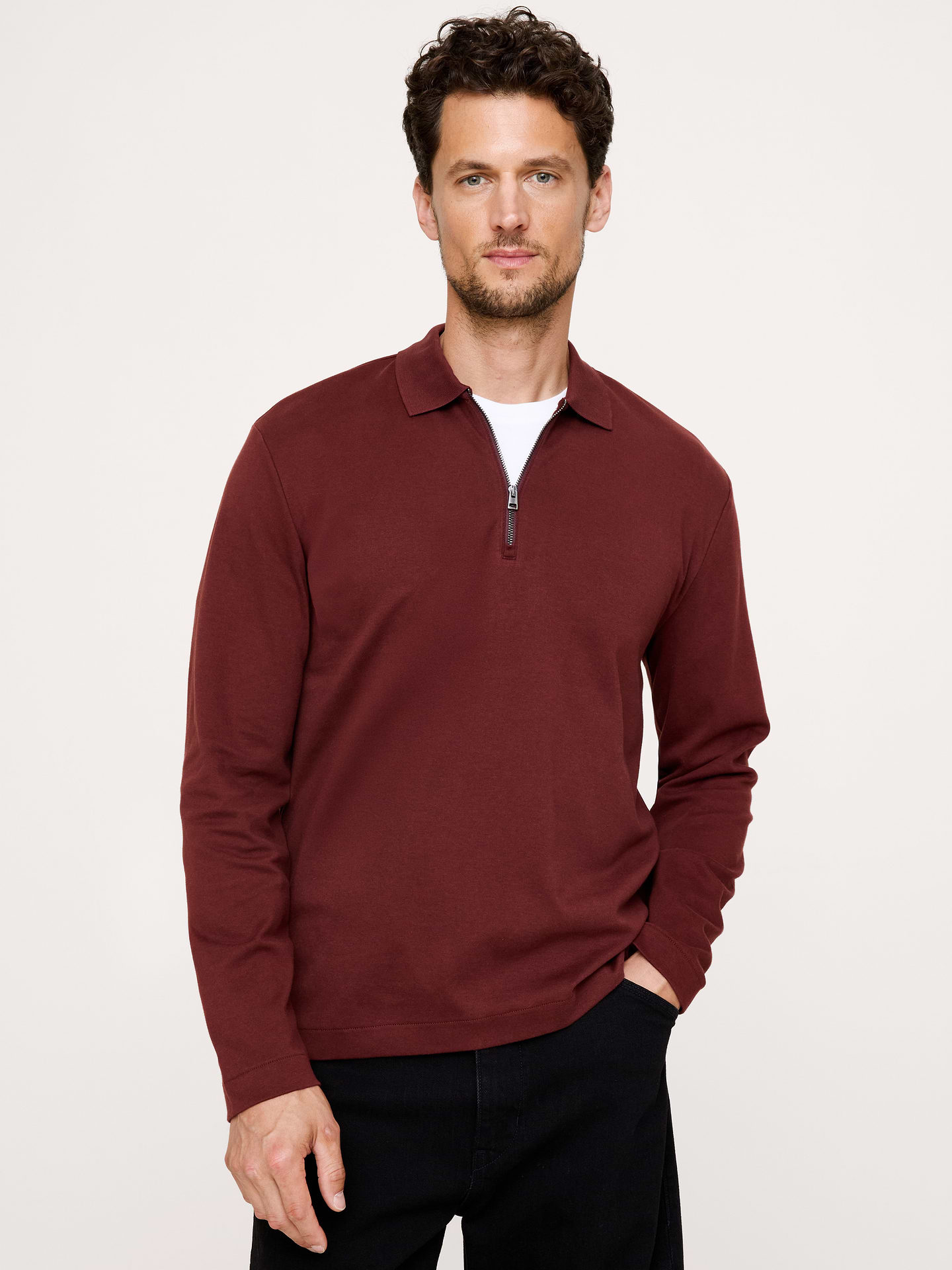 Image number 1 showing, Luxury-Touch Quarter-Zip Polo