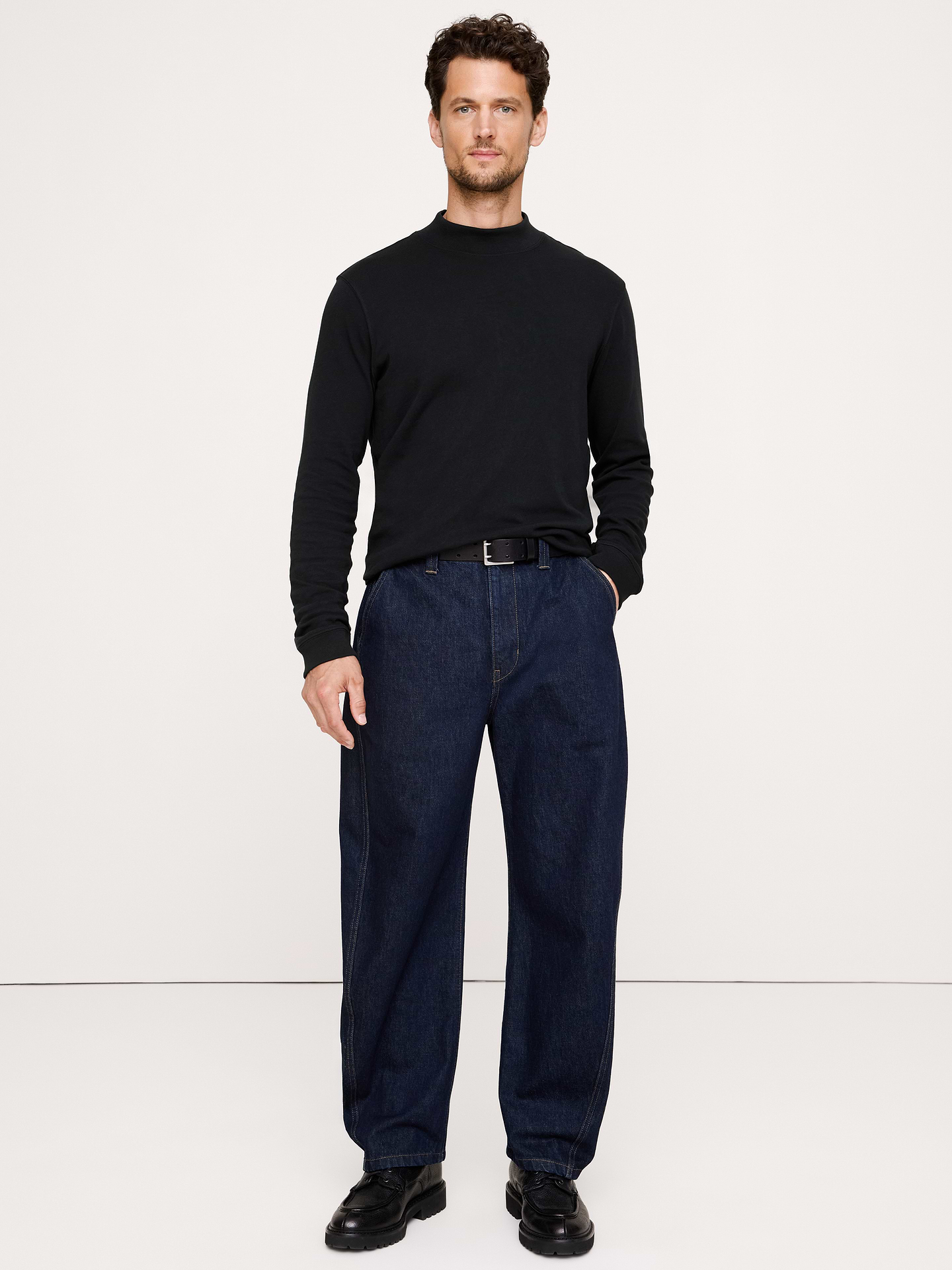 Image number 1 showing, Cotton Jersey Mock-Neck T-Shirt