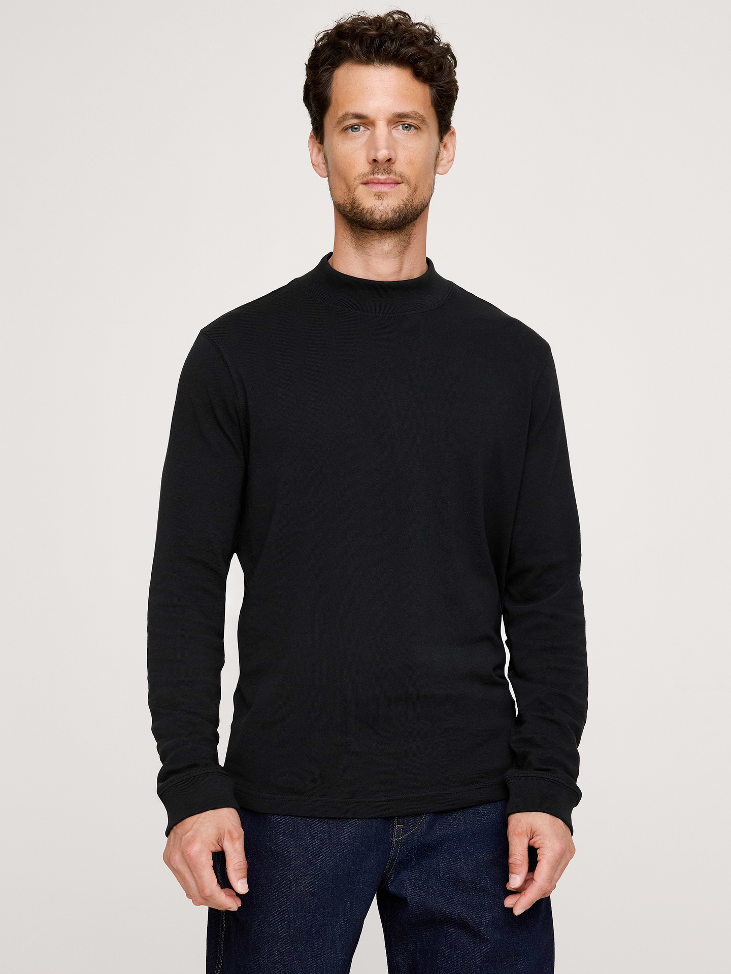 Image number 3 showing, Cotton Jersey Mock-Neck T-Shirt